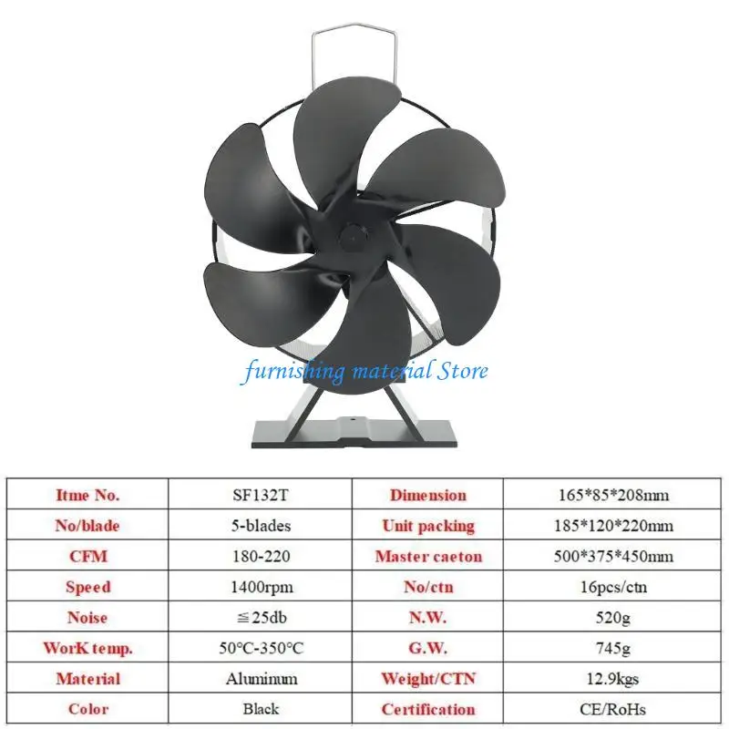 Y5GD 6 شفرات تعمل بالطاقة الحرارية، مروحة مدخنة صديقة للبيئة، توزيع هادئ للحرارة #1