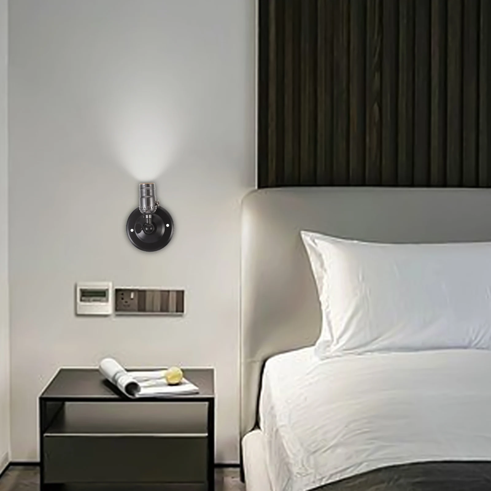 

Mini Wall Light Retro Edison Bulb Black Chain Switch Corridor Bedside Decor Durable Home Hotel Wall Mounted Lamp