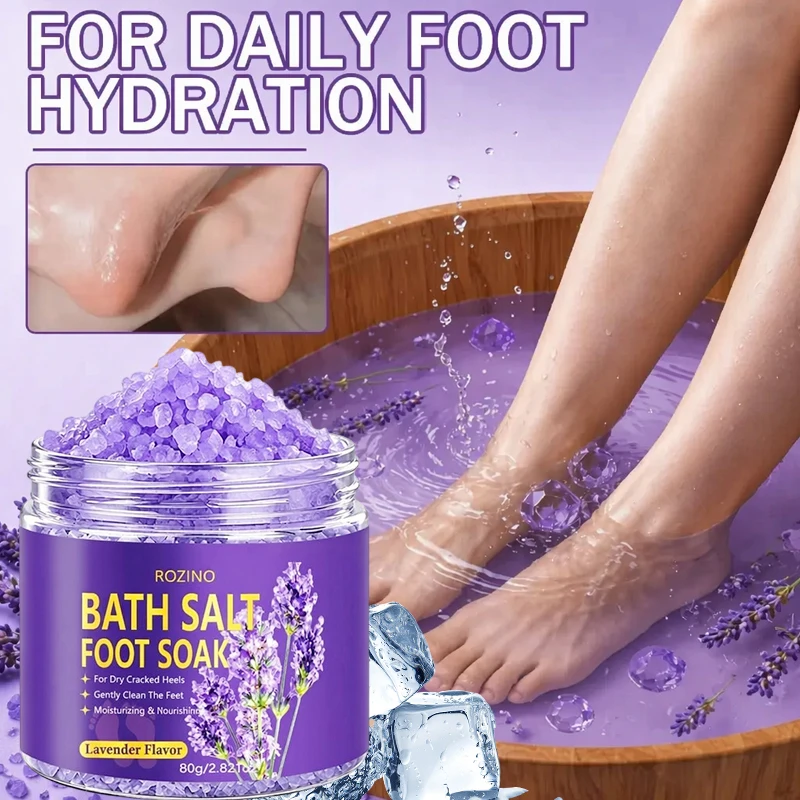 Lavender Foot Bath Salt - Deeply Cleanses with Sea Salt, Moisturizes Heels - 20-Minute Soak, Relieves Dry Feet, Post-Workout and Pre-Sleep Care - Foot Bath, Foot Care