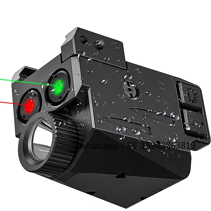 All Metal Red and Green Dual Laser 550 Lumens Under Hanging USB Charging Three-in-one LED Flashlight