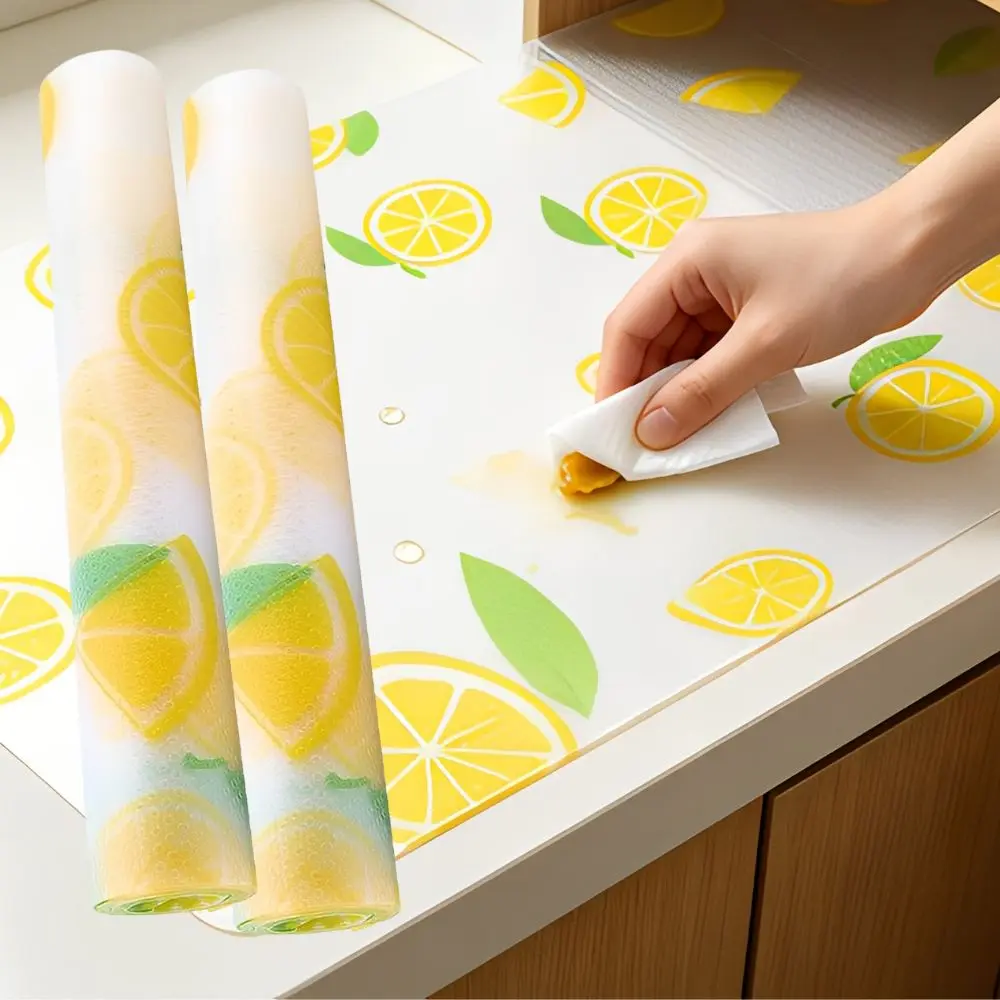 6pcs Cute Yellow Lemon Pattern Shelf Liner Roll for Kitchen Bathroom Closet Storage YMY