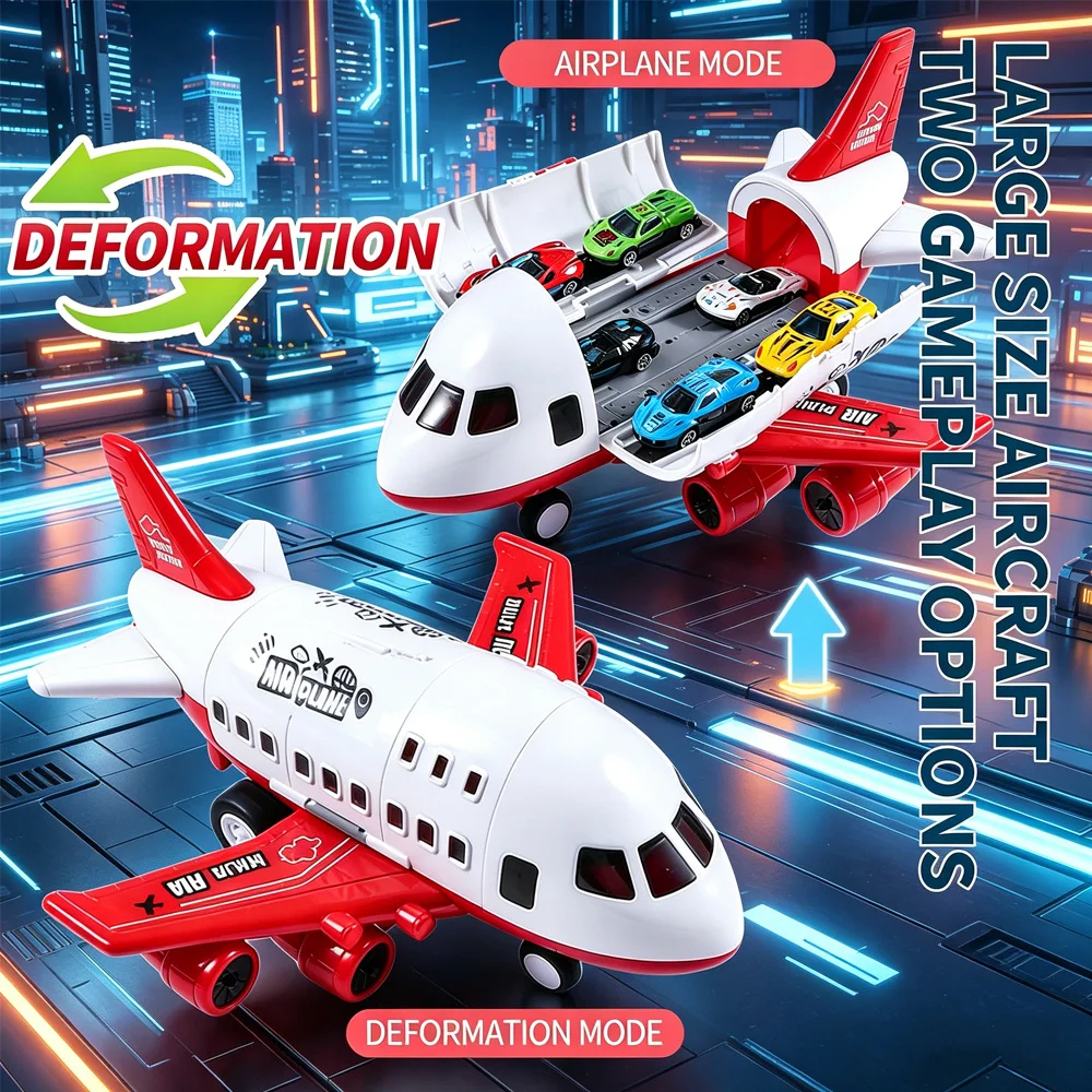 

Durable Inertia Airliner Toy Large Size, Aircraft Model Playset With 6 Toy Cars, Festival Gift For Kids Age 3+