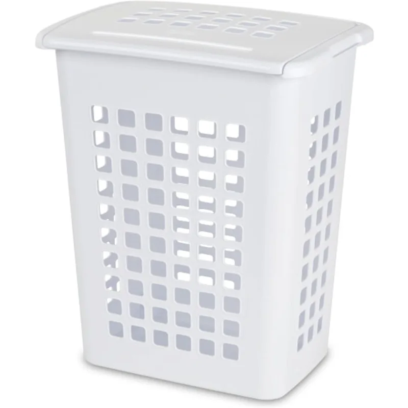 Rectangular LiftTop Laundry Hamper with Lid, Handles to Easily Carry Clothes Between the Laundry Room and Bedroom, Plastic