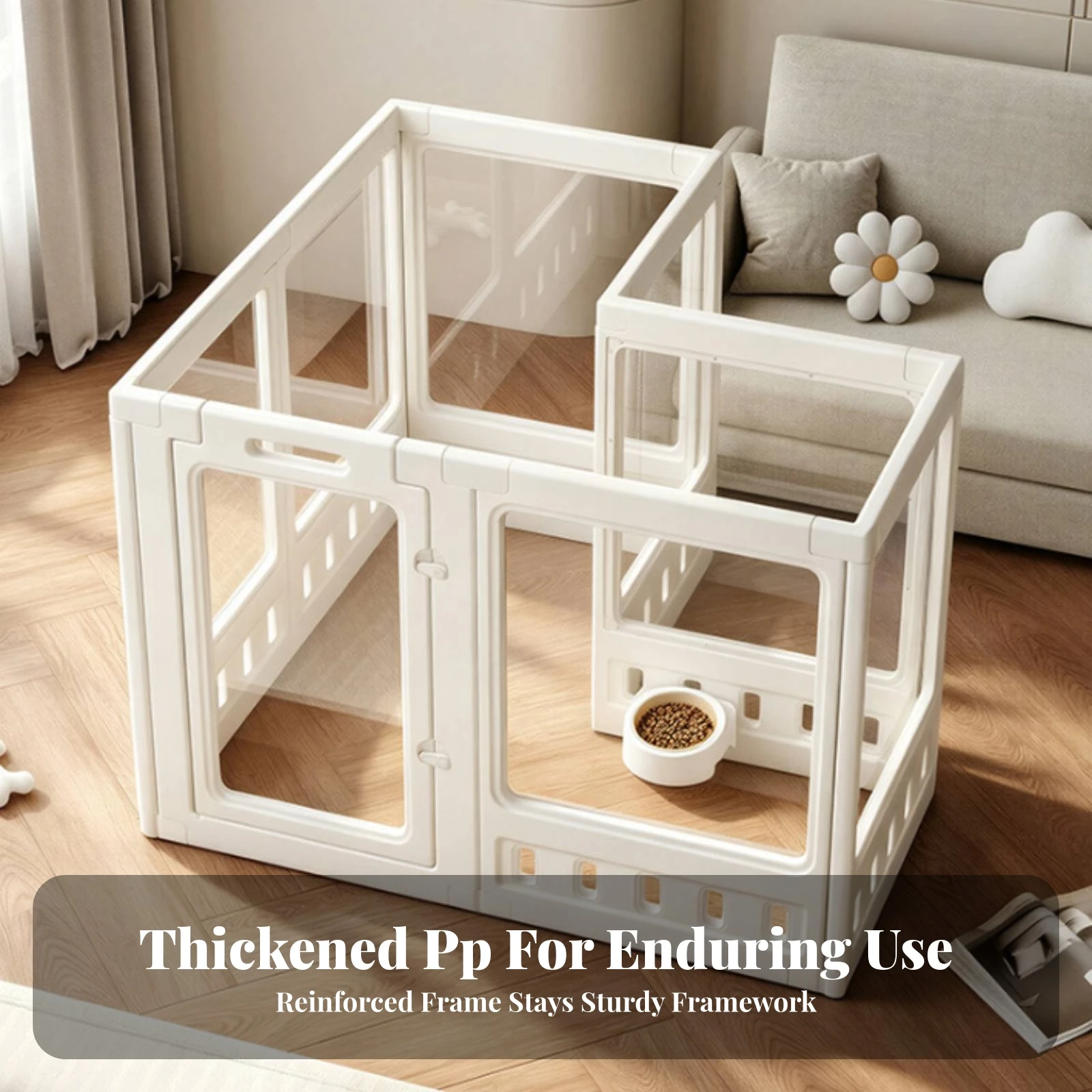 Dog Playpen with Door Transparent Pet Enclosure with Door Modular Pet Playpen Safe Robust for Young Dogs, Apartment, Living Room