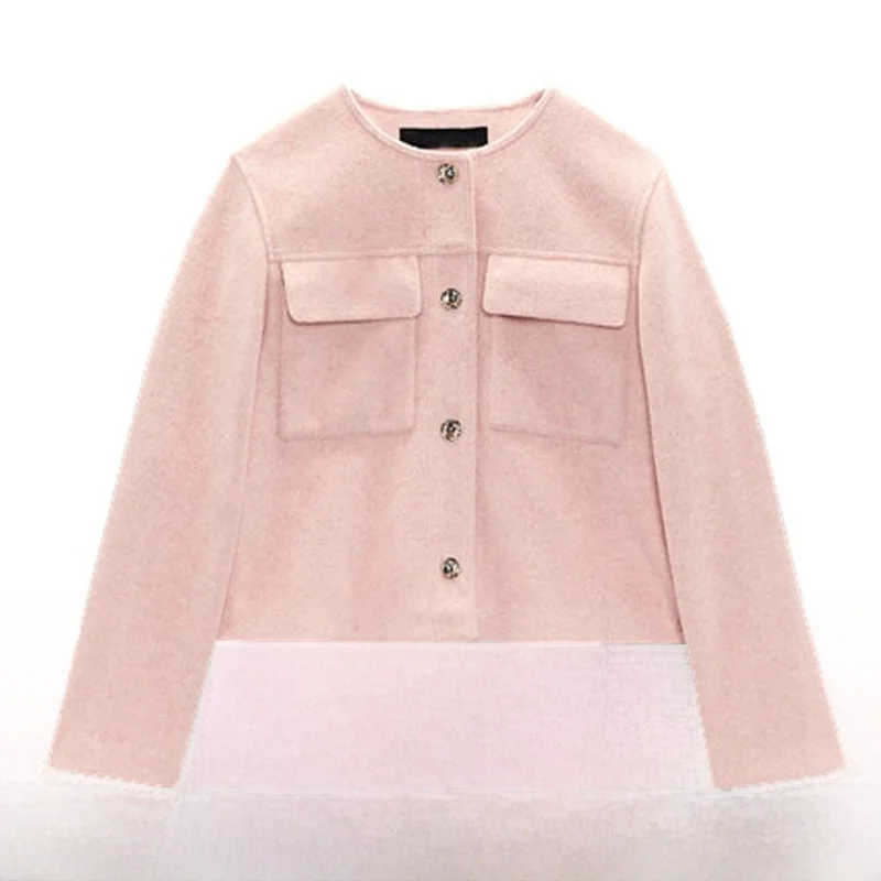 

Women's French Sweet Pink Single-breasted Short Jacket Coat European American Style Spring Autumn New 3046 054 942
