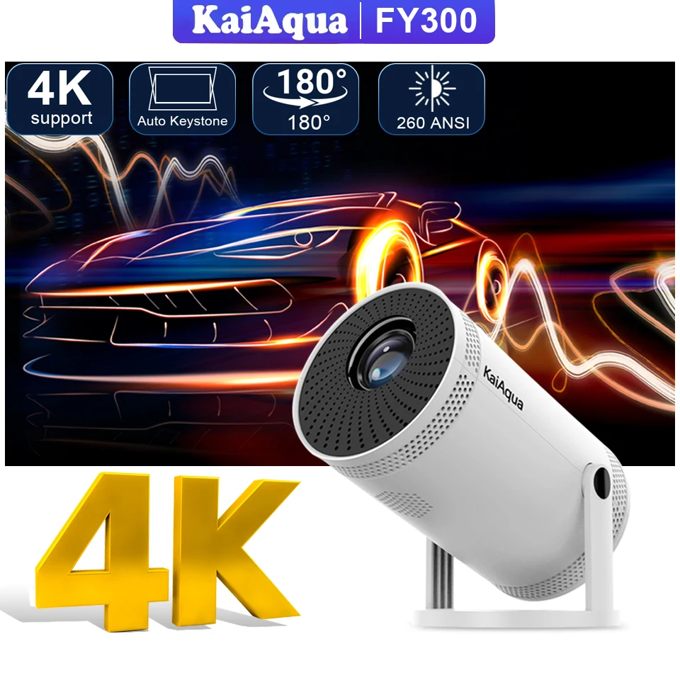 Doble décima promoción FY300 Mini proyector compatible con decodificación de vídeo 1080P WiFi Dual BT 5,0 proyectores de vídeo de cine en casa al aire libre