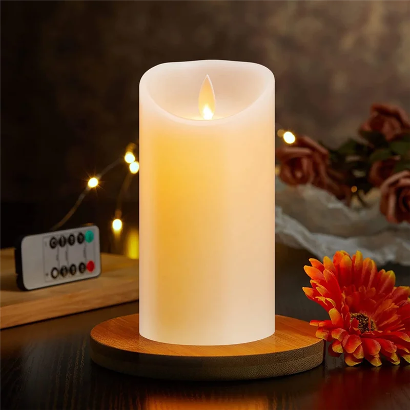 High-end LED Candles, Flickering Flameless Candles, Rechargeable Candle, Real Wax Candles with Remote Control,10cm A