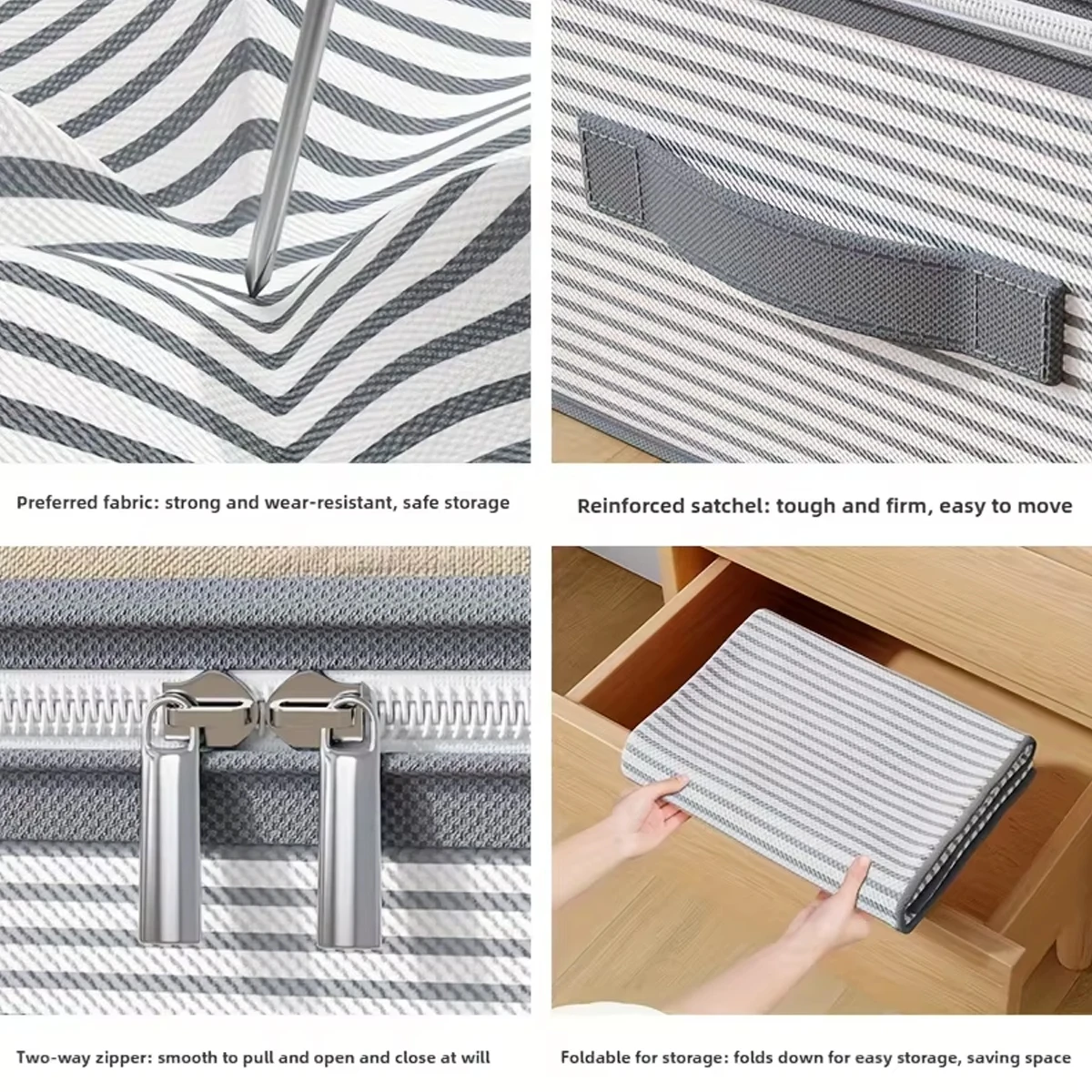 Large Capacity Clothes Storage Bag Heavy Duty Non-woven Organizer Box Clear Window for Comforters Blankets Bedding Under Bed view 4