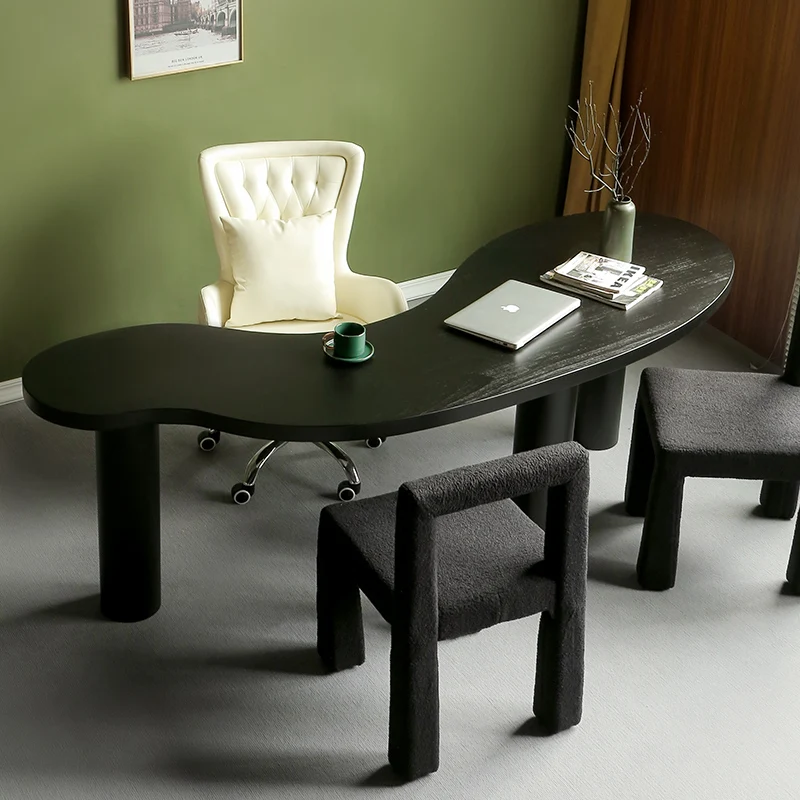 

Light luxury creative solid wood desk curved computer desk meeting modern negotiation