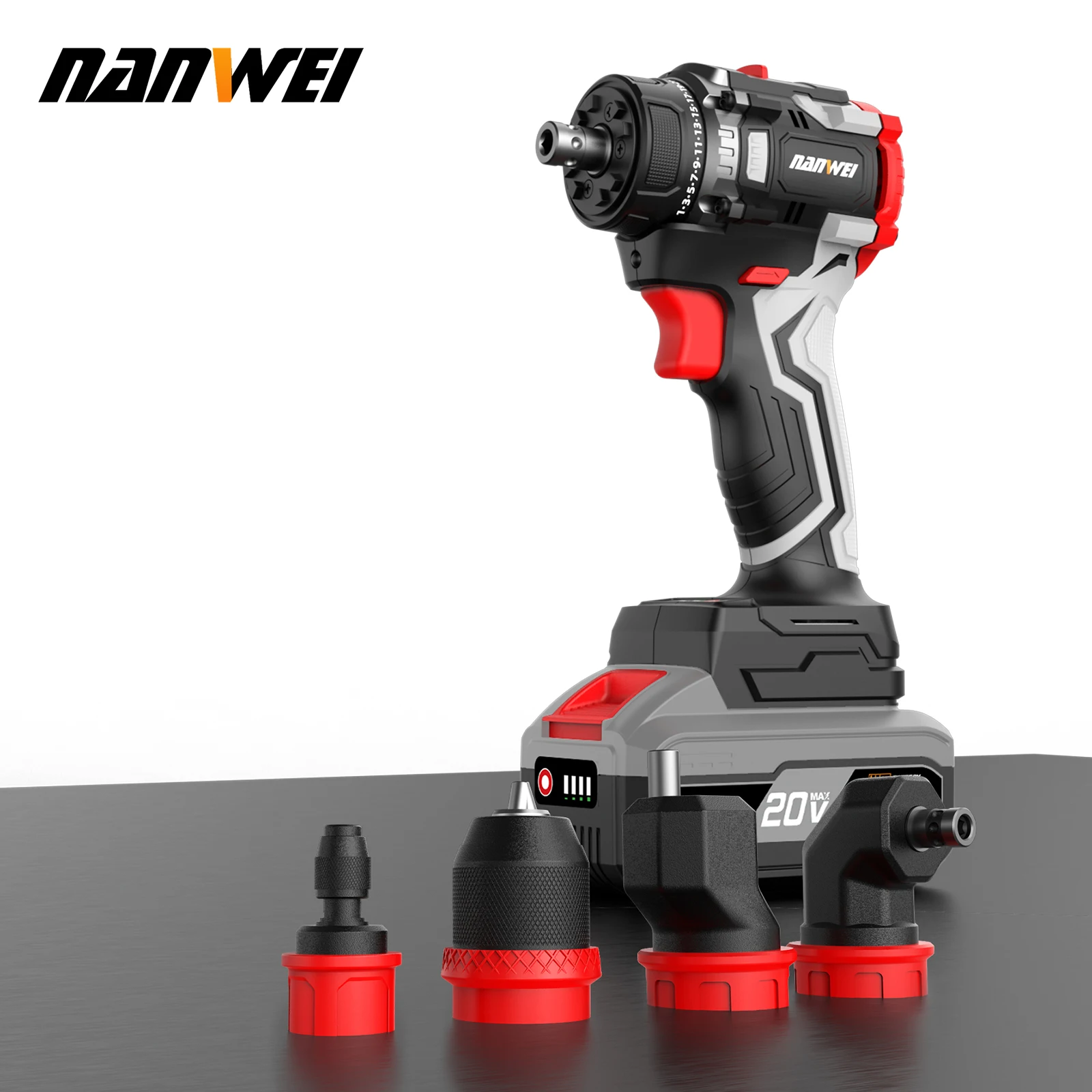 NANWEI Multi-Function Brushless Lithium-Ion Drill Set DIY Electric Screwdriver with Quick-Change Clamps for Household Use