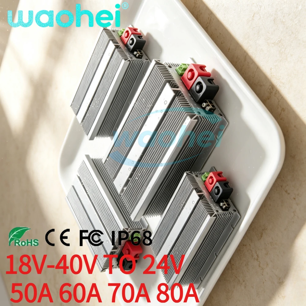Reliable Quality 18V-40V TO 24V 50A 60A 70A 80A DC Converter Buck Boost Regulator Voltage Stabilizer 24 Volt for Cars Boat CE