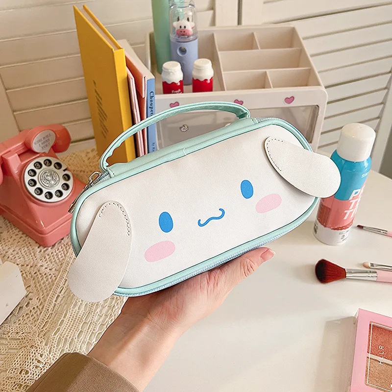 Sanrio Kuromi Cinnamoroll Melody Pochacco Pencil Capacity Pen Case Cute Cosmetic Bag ragazze studente forniture regali di cancelleria