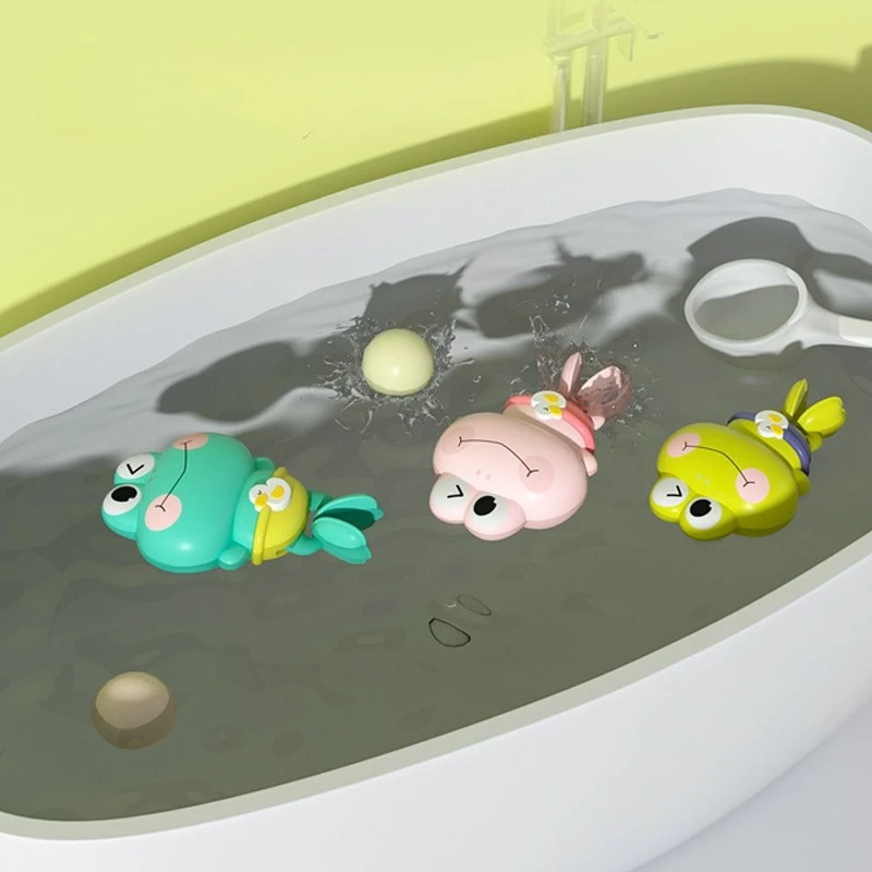 Baby-Badespielzeug, aufziehbar, zum Schwimmen, Frosch, Schildkröte, lustiges Wasserspielspielzeug für Kleinkinder, schwimmendes Badezimmer-Spielzeug für Kinder, Babyparty-Geschenke