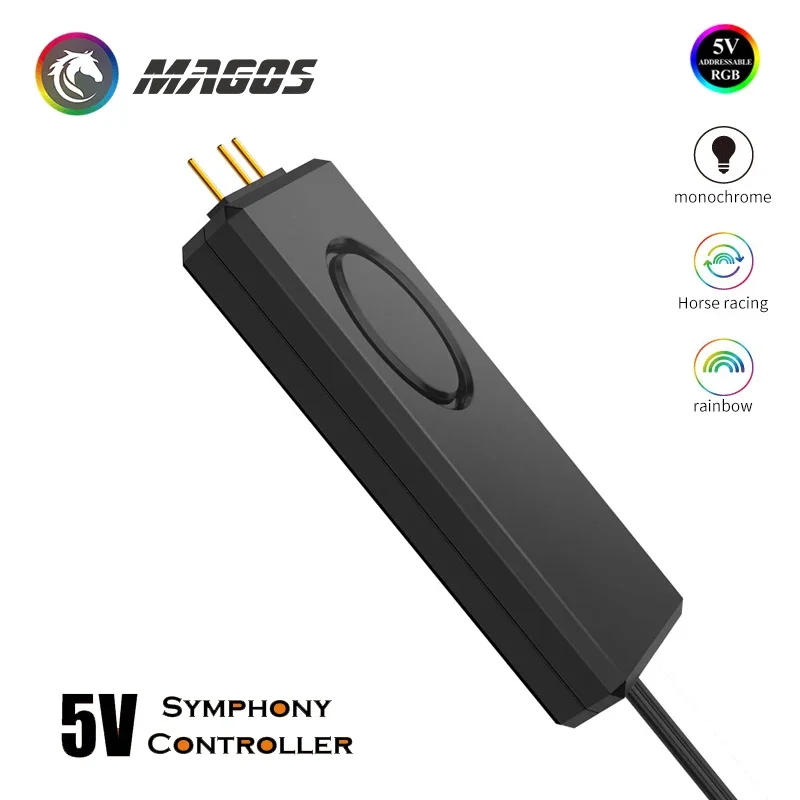 5V ARGB-controllerapparaten, handmatige bediening om monochrome / regenboog / knipperende RGB-effecten te bereiken, SATA-voeding RC01