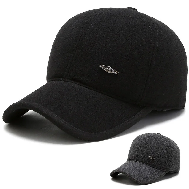 

Warm Baeball Cap Elderly Ear Protection Dad Hat Old Winter Cotton Hat For Middle Aged Dad And Grandpa