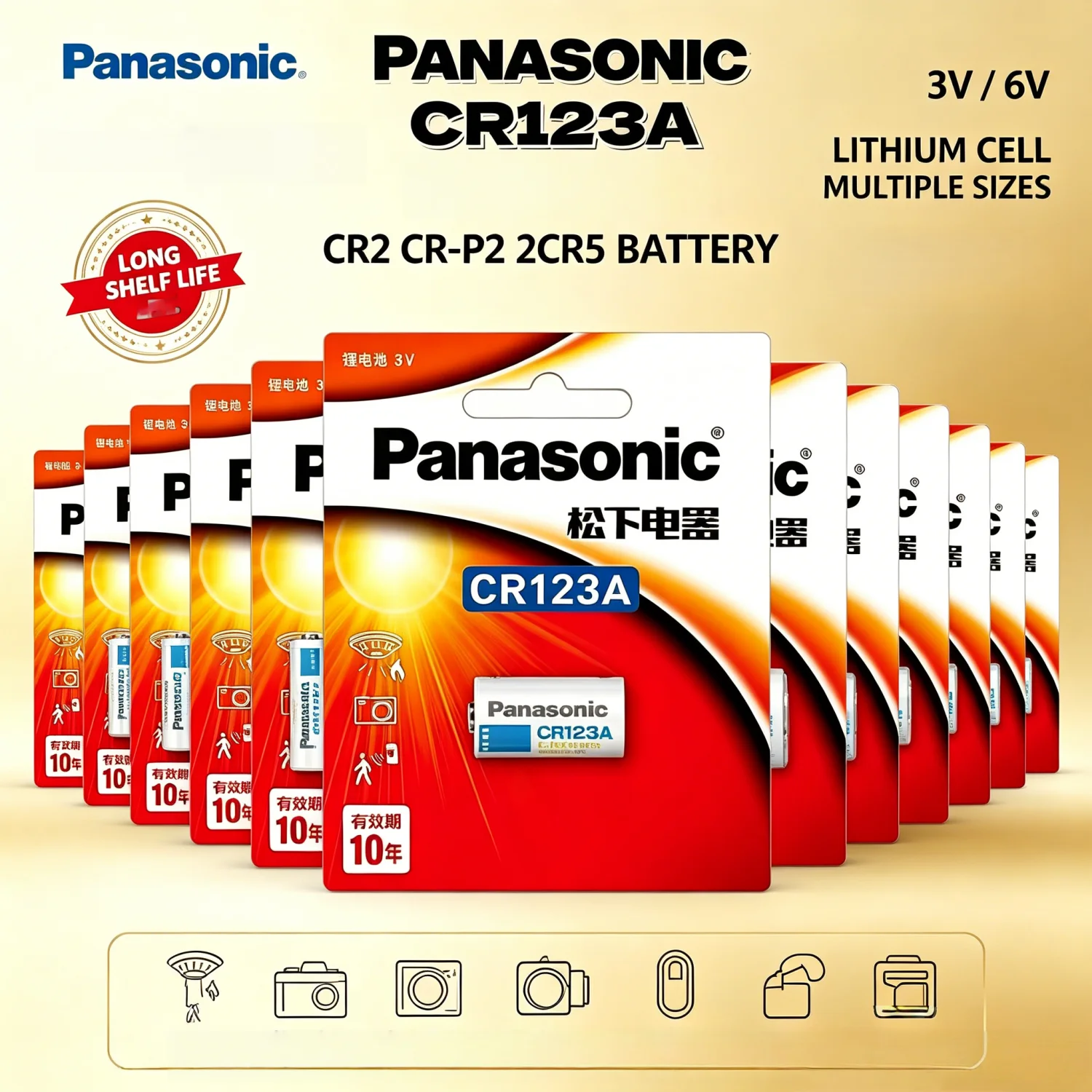 Panasonic CR123A CR2 CR-P2 2CR5 3V/6V Lithium Battery For LED Flashlight Digital Camera Doorbells Alarm Water Gas Meter Battery