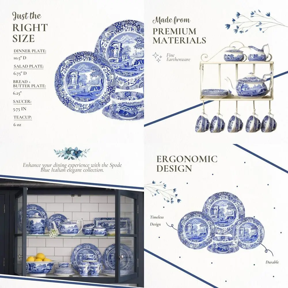 

Итальянский синий керамический набор посуды из 5 предметов: глиняные тарелки, тарелки для салата и хлеба, блюдце, чайная чашка — деревенский дизайн, микрор