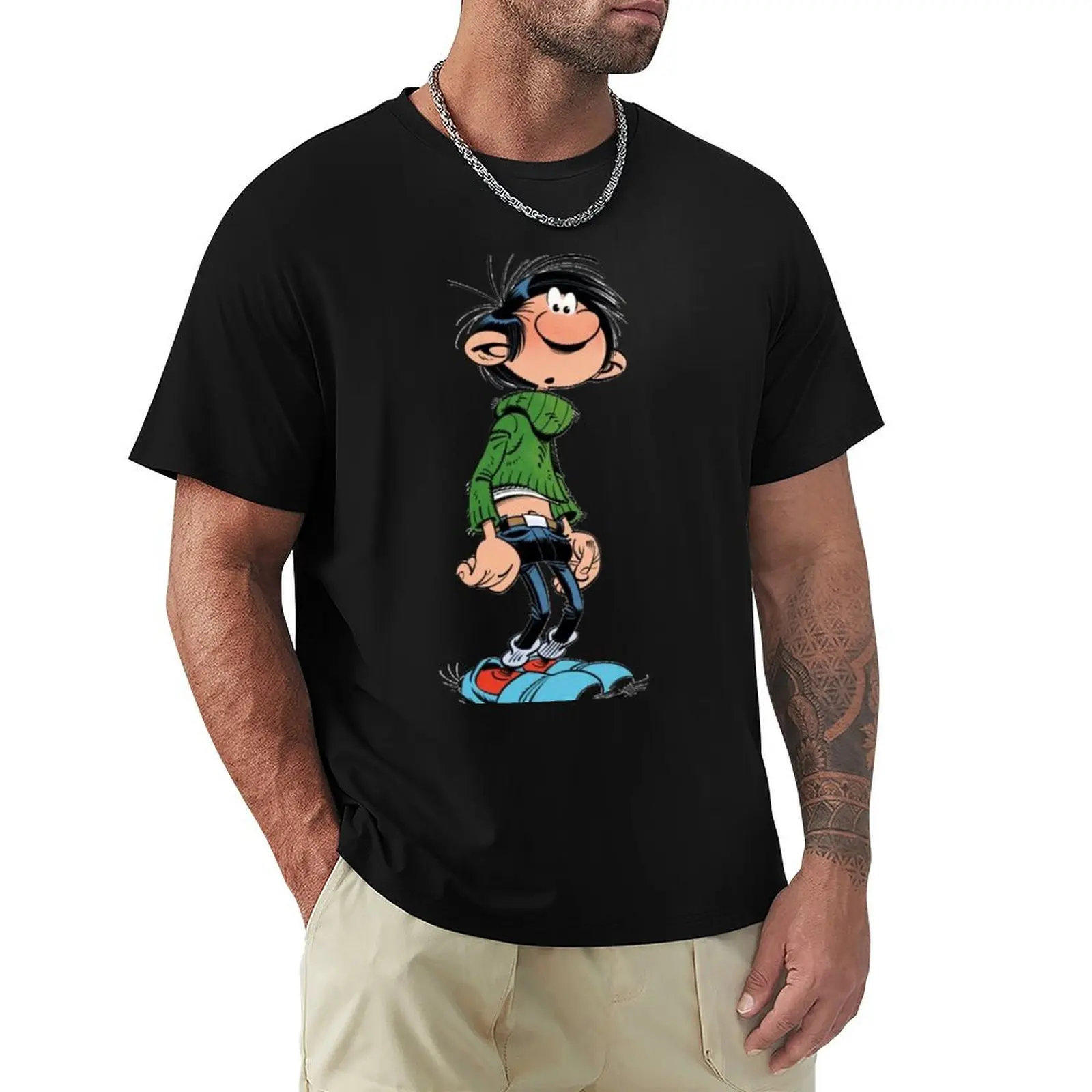 

Gaston lagaffe T-Shirt Modern Print Casual T-Shirt
