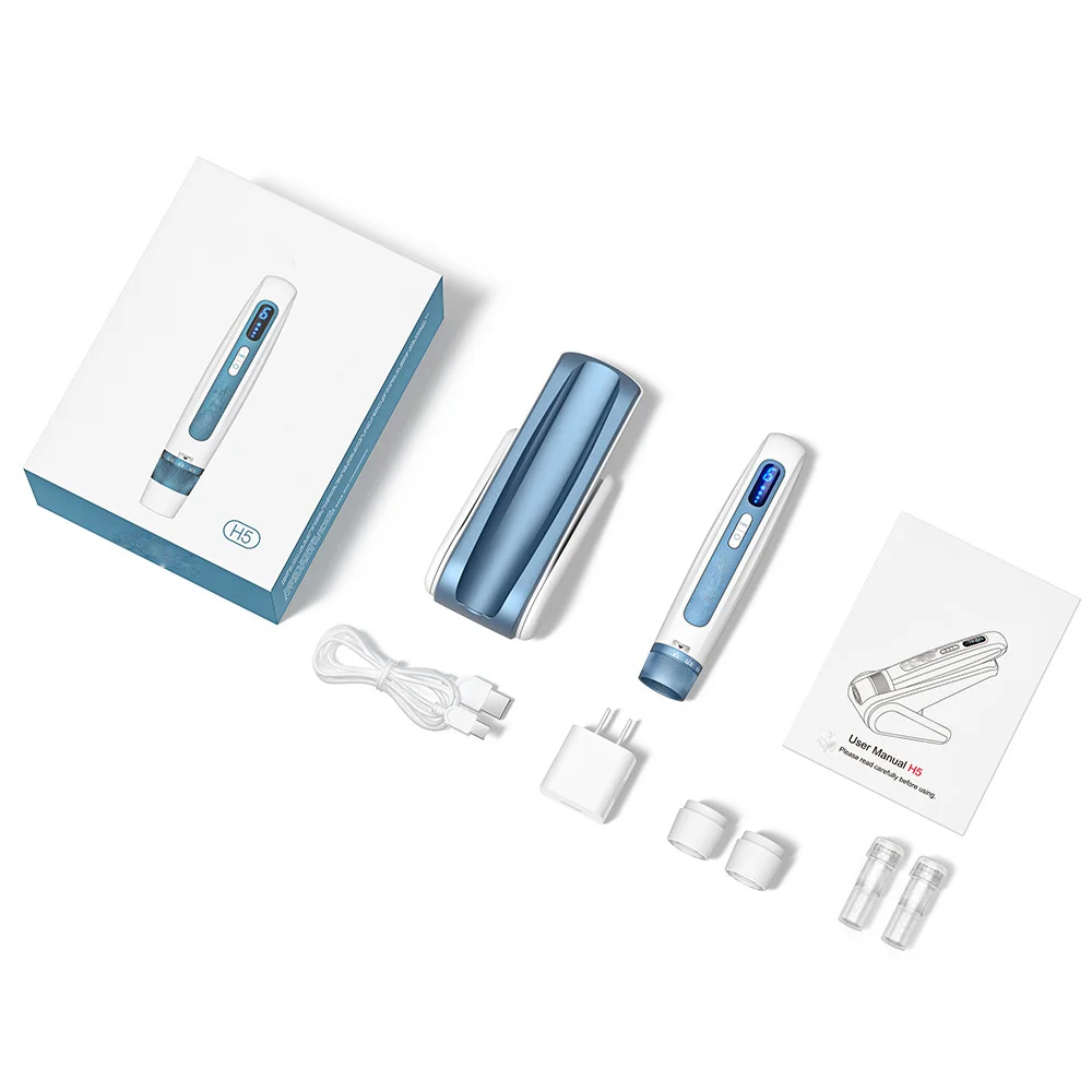 Nuevo Derma Pen de 4 Polos con Microcorriente EMS, Máquina de Belleza Hydra Pen H5, Pluma de Microagujas con Infusión Automática