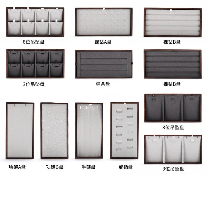 High End Jewelry Tray Solid Wood Jewelry Display And Inspection Tray Bare Diamond And Collectible Gemstone Storage
