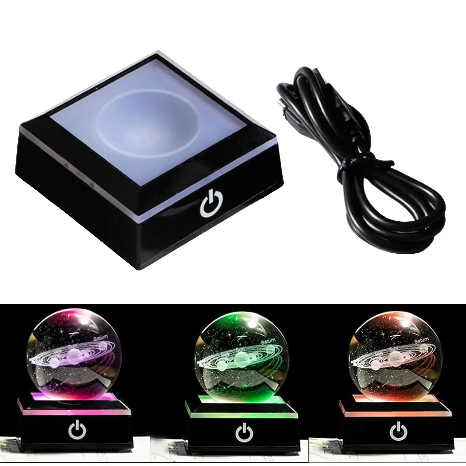 Light Change Base LED Light Base Show Stand Display Plate Home Decor Silver