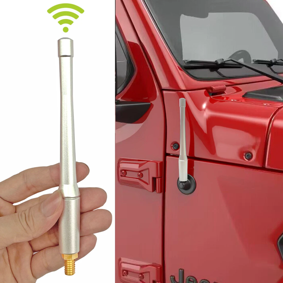 Car AM FM Radio Antenna for Jeep Wrangler TJ JL JK 1997-2024 2-4 Doors Silver Aerials Replacement Exterior Accessories