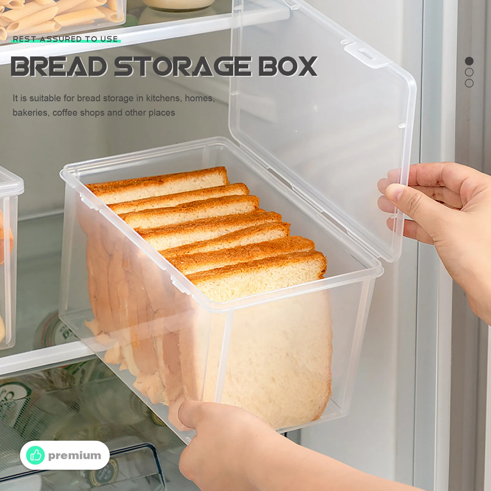 

Plastic Bread Storage Box Dustproof Kitchen Toast Container Refrigerator Cake Holder Fresh Keeping Bread Case