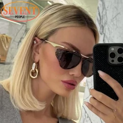 Y2K Punk Oversized Oval Sunglasses Women Men 2026 Luxury Brand Designer Vintage Round Metal Frame Sun Glasses For Ladies Eyewear