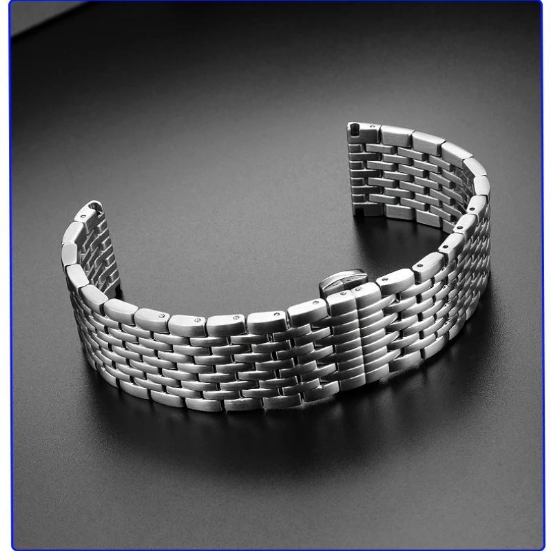 For Armani AR11238 AR1981 AR60024/AR60025 Csolid steel watch band 22mm Silver black Folding clasp watch Wristband accessories