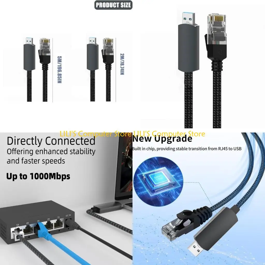 

A52B USB3.0 Gigabit Ethernet Cable Aluminum Fast Speed Stable Networking Connection