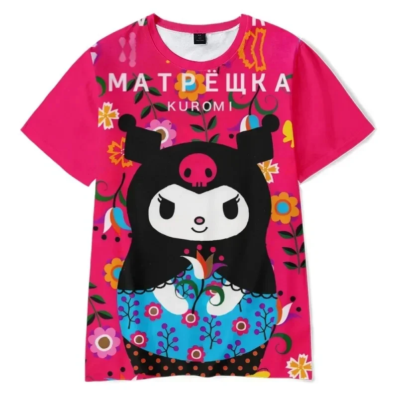 

Hello Kitty, My Melody Printed Theme Quick-drying and Breathable Summer O-neck T-shirt for Teenagers and Children 100-160