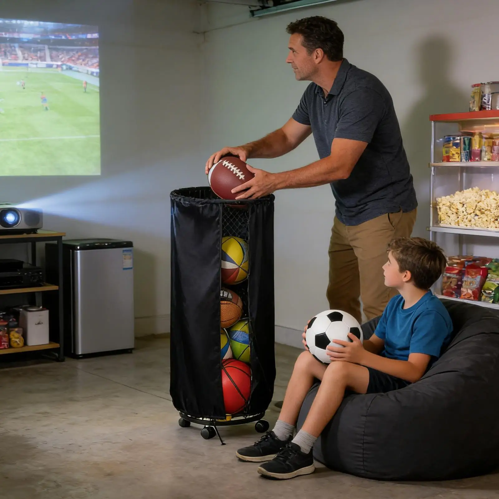 Ball Storage Cover Dustproof Organizer Protector Wall Mounted Ball Storage Cover Outdoor For Home Basement Soccer Baseball