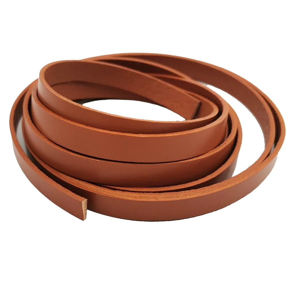 Brown Flat Leather Strip 10mmx2mm Real Leather Band Bracelet Making to fit 10mm Flat Clasps