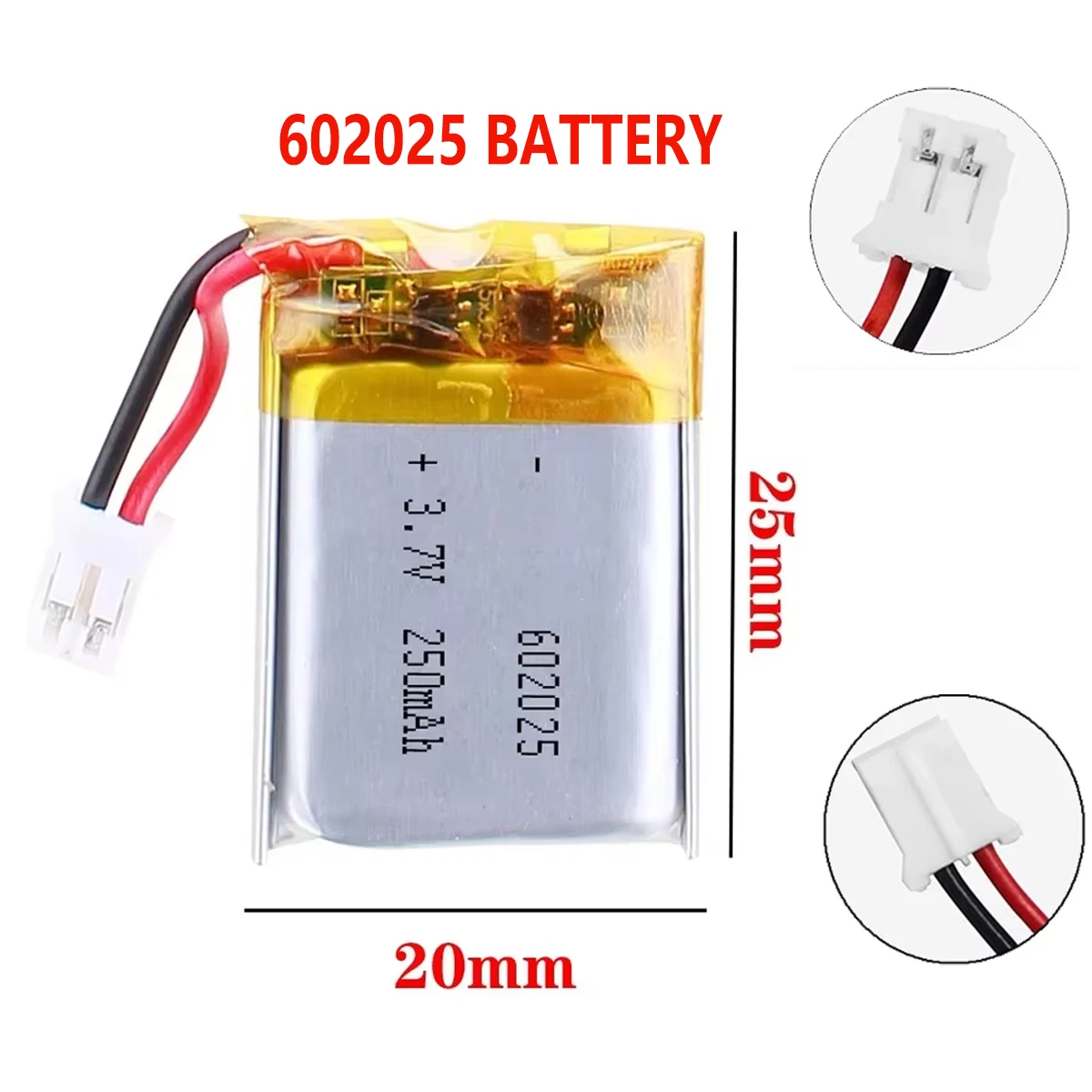 1-10pcs 250mAh 3.7V 602025 Battery Lithium Polymer Battery for GPS Smart Watch Flashlight Electric Toy Speaker Headset