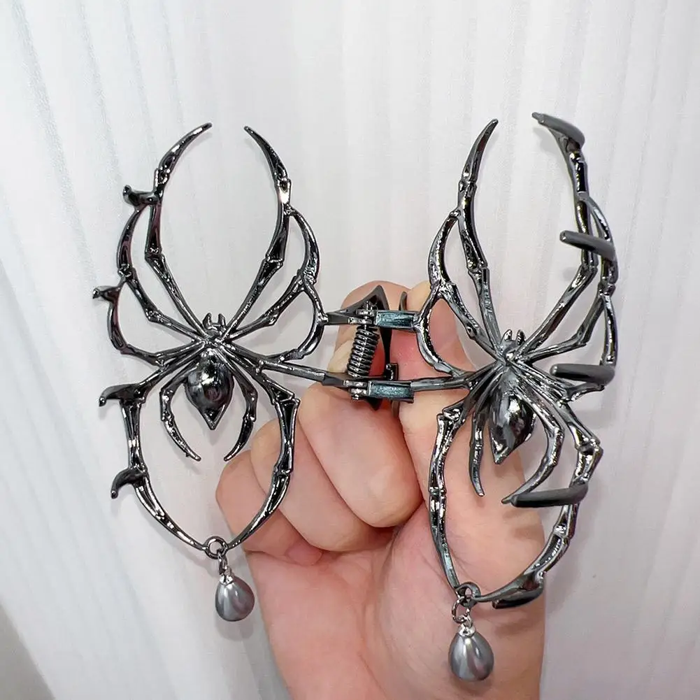 Big Sliver Spider Hair Claw Clips For Women,Strong Hold Hair Jaw Clips For Thick Thin Hair,Halloween Hair Accessories