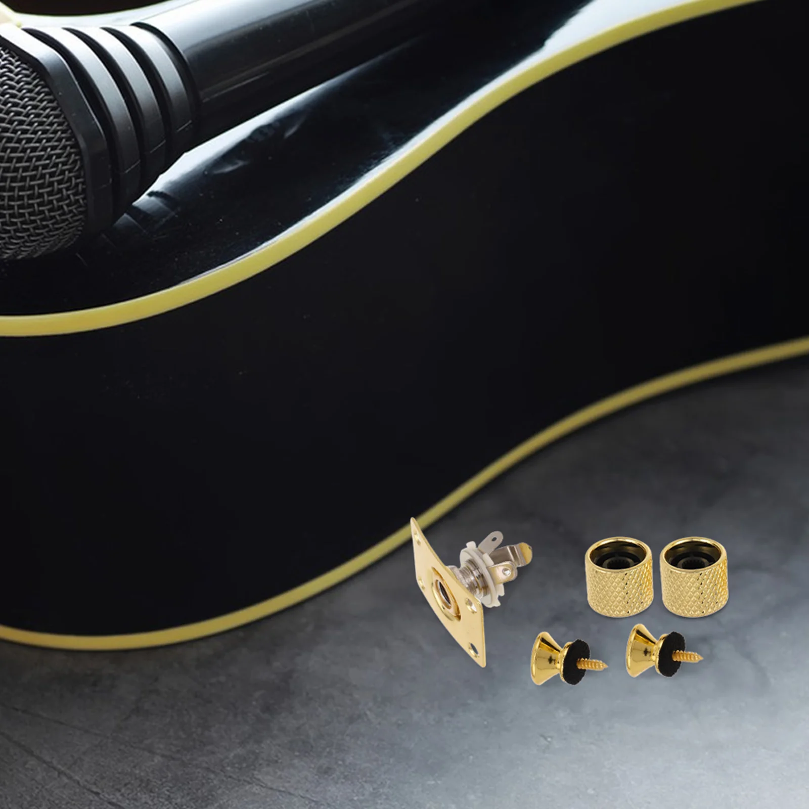 

Guitar Accessory Set Accessories Straps Endpin Jack for Electric Lock Golden Plug Screws Button Socket