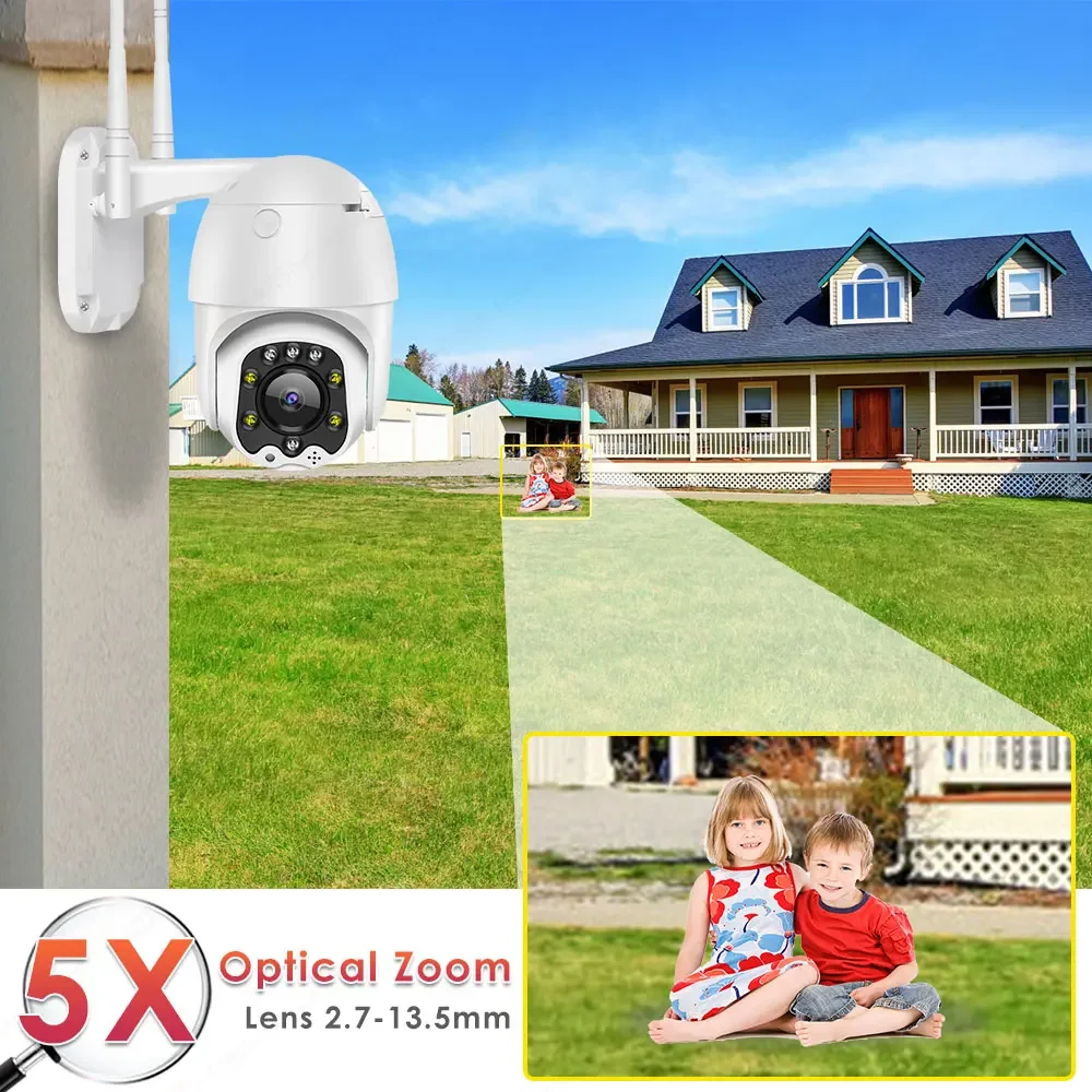 Kamera IP Tuya WiFi 5X Zoom optyczny Zewnętrzna 1080P HD Bezprzewodowa ochrona bezpieczeństwa CCTV PTZ Dwukierunkowy dźwięk Google Home Alexa