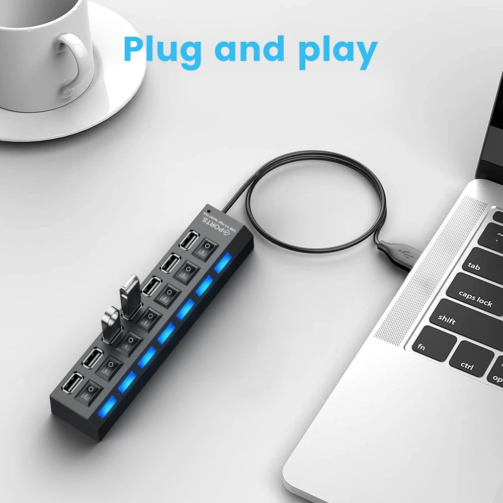 USB Hub USB 2.0 Hub Multi USB Splitter Expander 4/7 Port Extension With Switch Mini Multiple Hab USB-Hub Adapter For PC Home