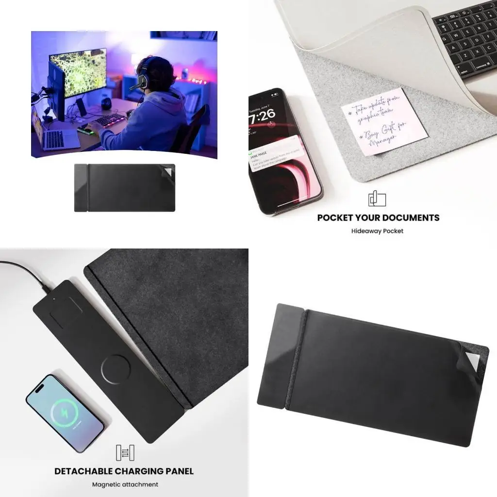 

652F Магнитный игровой коврик для мыши с беспроводной зарядкой 15 Вт, коврик для мыши, большой коврик для мыши, нескользящая для