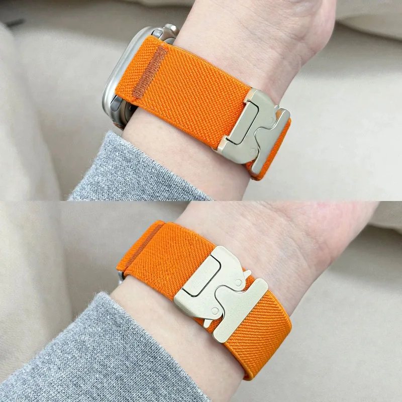 This New Popular Color Elastic Band Is Suitable for The Entire Series of Applewatch Watches with Parachute Clasp Fashion Designs