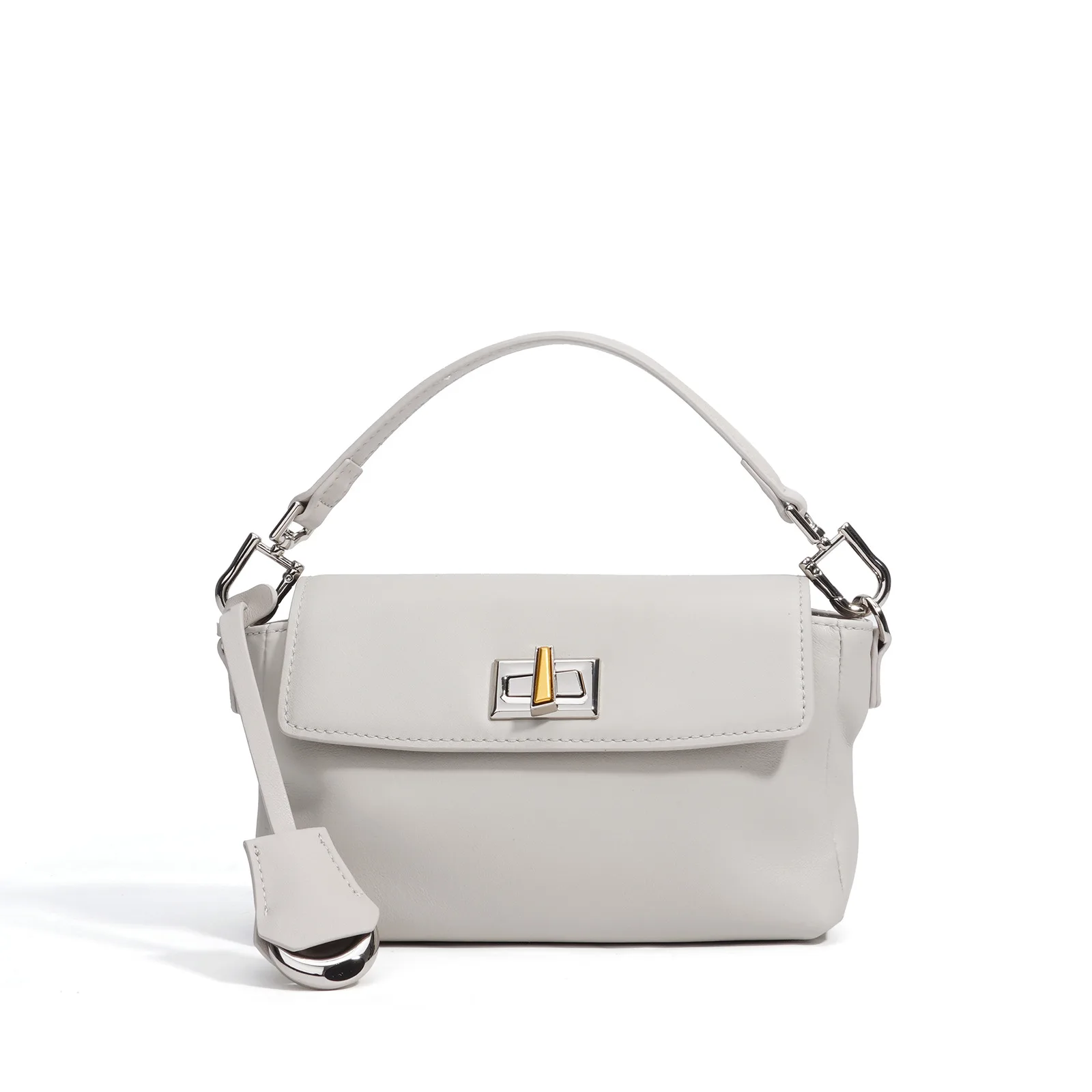 New Top-Grain Cowhide Leather Women's Shoulder Bag Trendy Senior Sense Handbag Genuine Leather Versatile Crossbody Square Bag