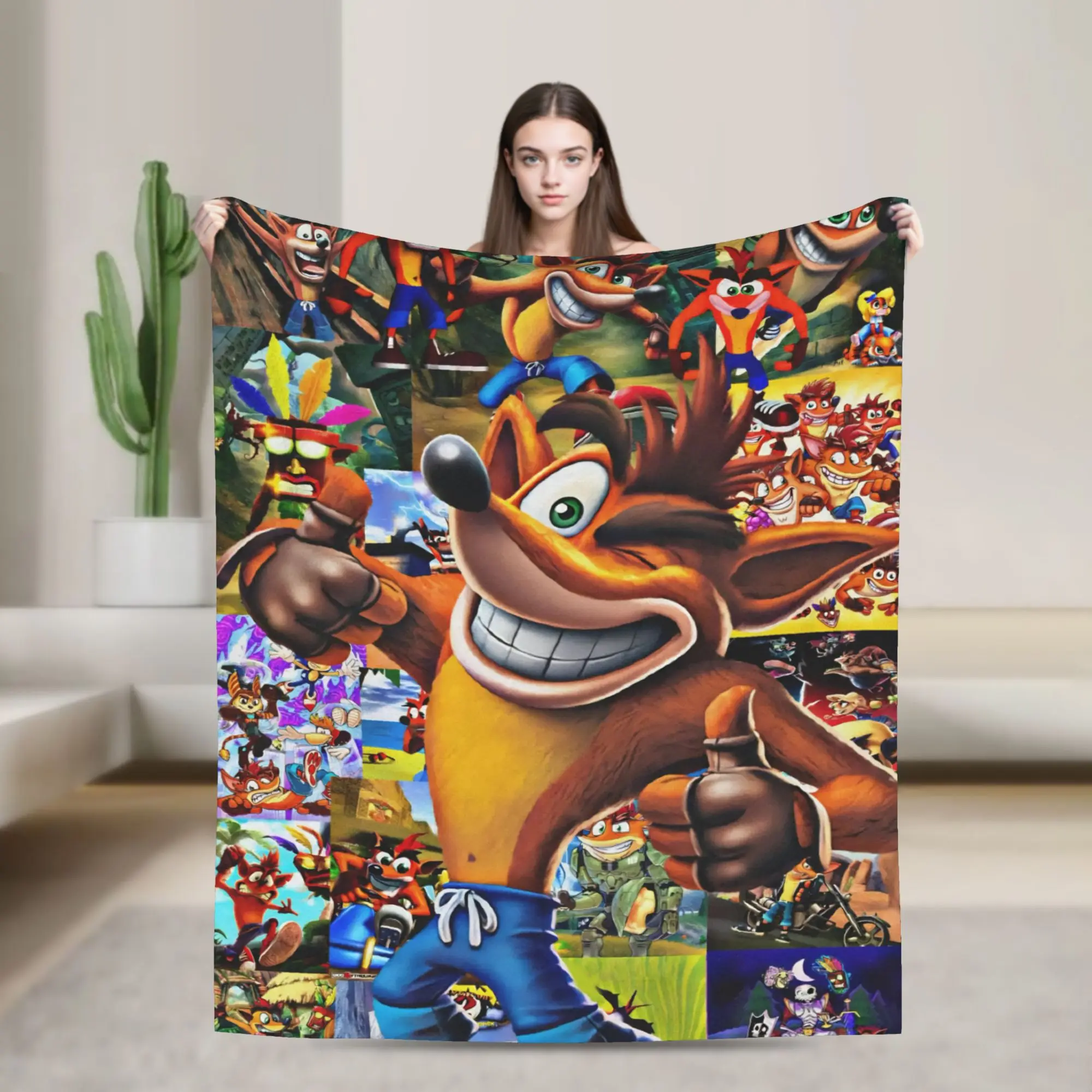 Crashed Game Bandicoots Flannel Throw Blanket  Blankets for Sofa Outdoor Lightweight Bedding Throws