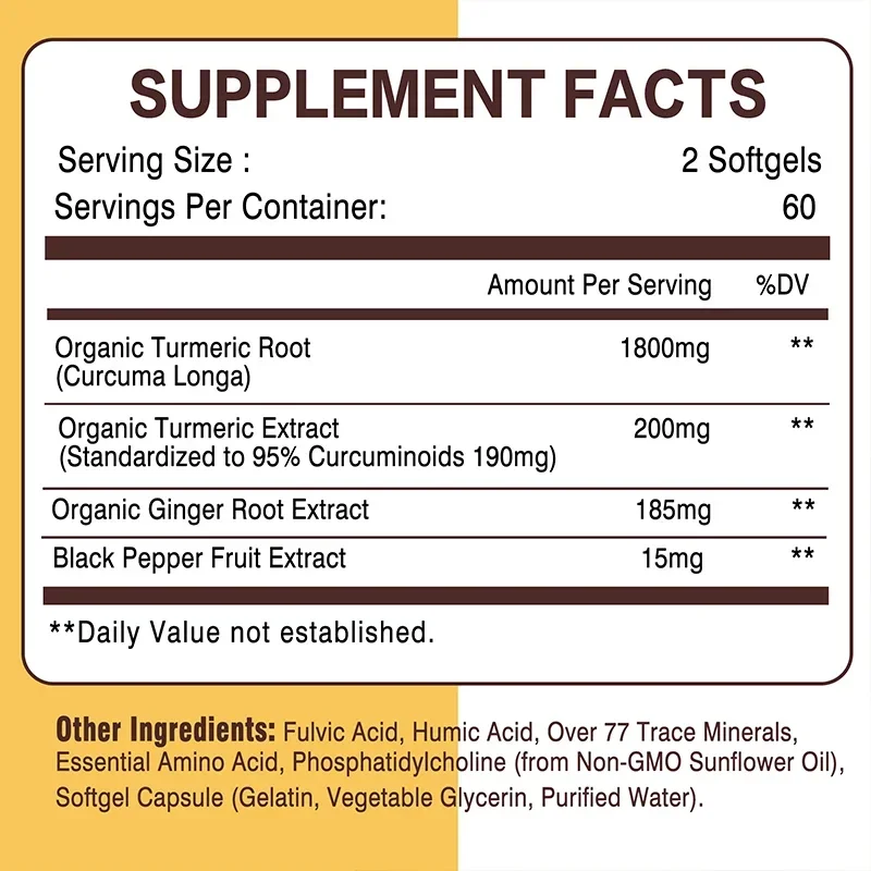 Liposomal Turmeric Curcumin - Improves Absorption, Enhances Joint Function, Promotes Joint and Bone Health, Antioxidant