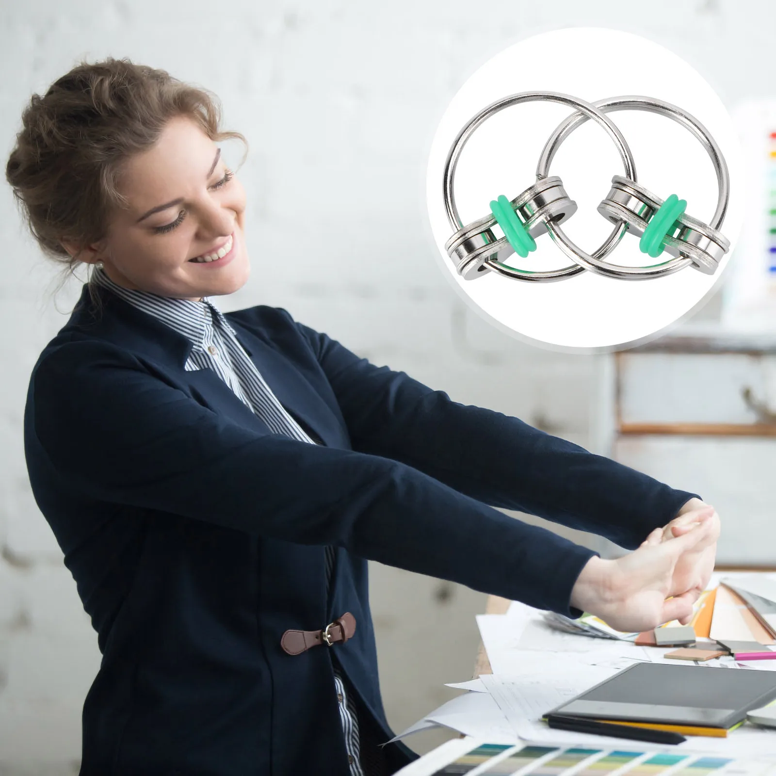 3 pçs alívio do estresse chaveiro de metal tri-projetado para estimulação cerebral criatividade desenvolvimento relaxamento gadget