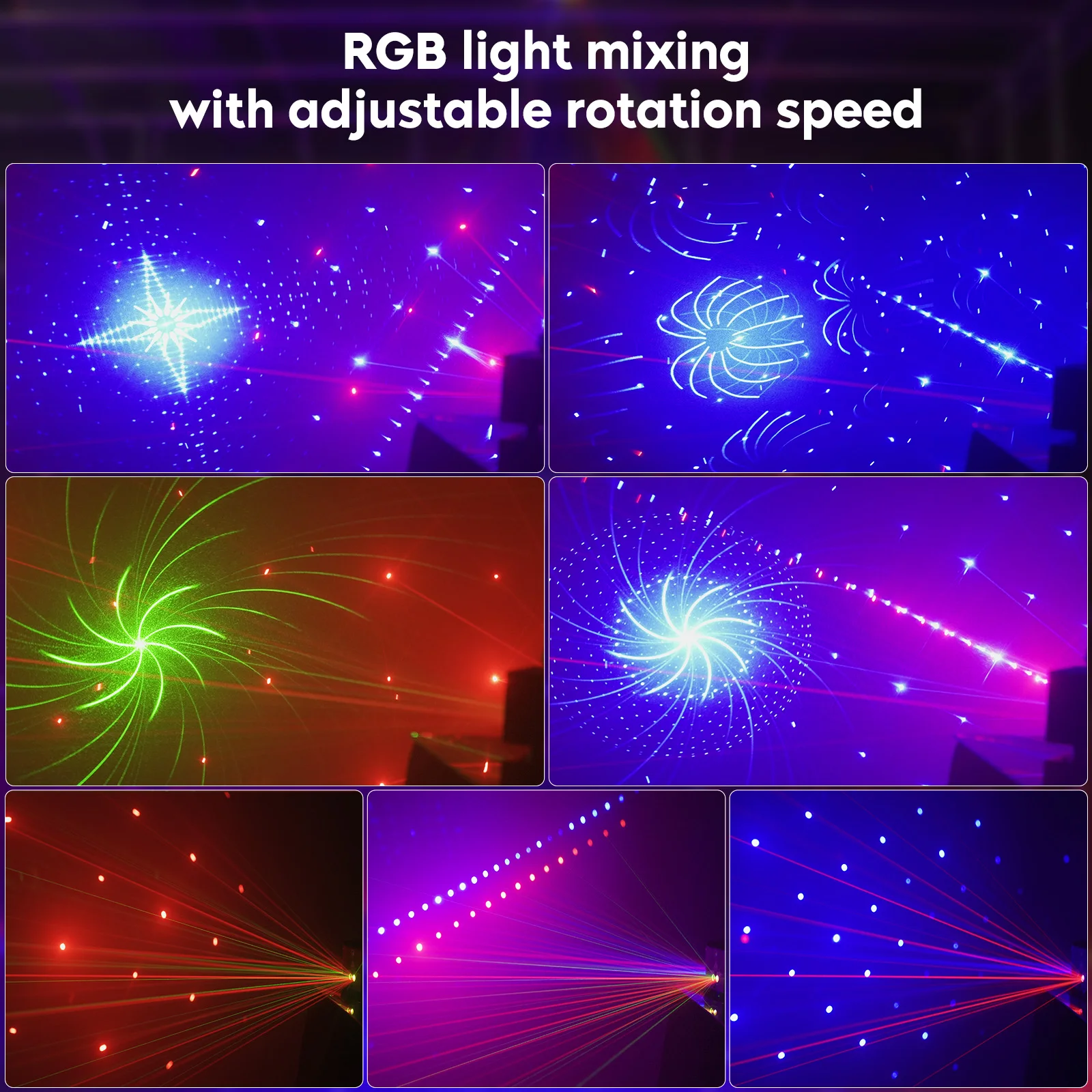 RGB Laser Effect Lights Sound Active Strobe Lights DMX512 Stage Lighting Effect Pattern Light DJ Disco Party Lights