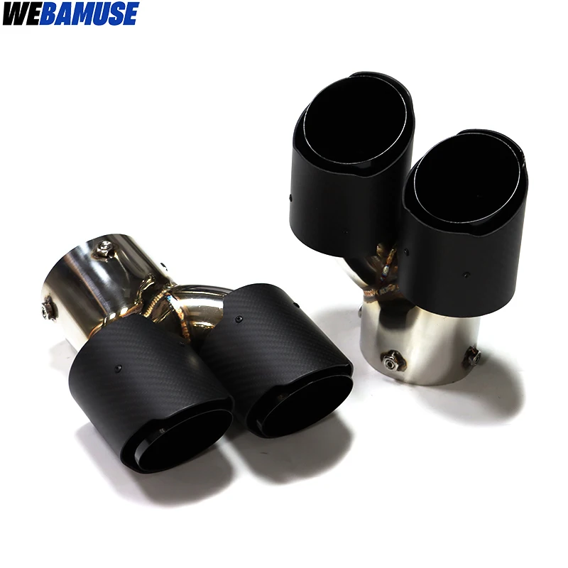 Car Exhaust Carbon Fibre Quad Exhaust Tailpipe For BMW G20 G21 M340i MPE Muffler Black Tailpipe Exhaust System 2019+