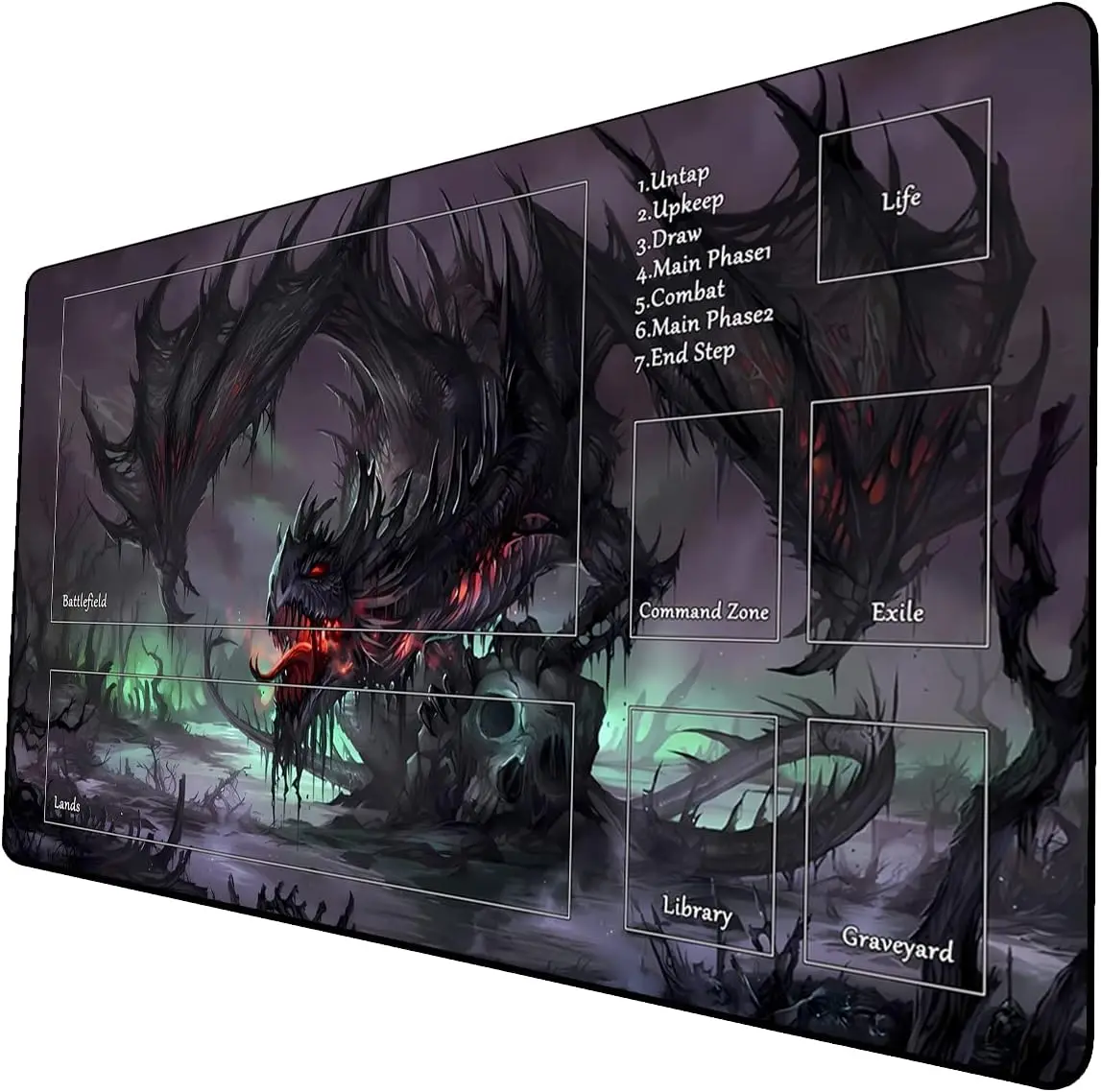 

, Игровой коврик для TCG 24 x 14 дюймов, игровые коврики с чернилами для коллекционных карточек с сумкой для хранения, гладкая резиновая поверхность Ba