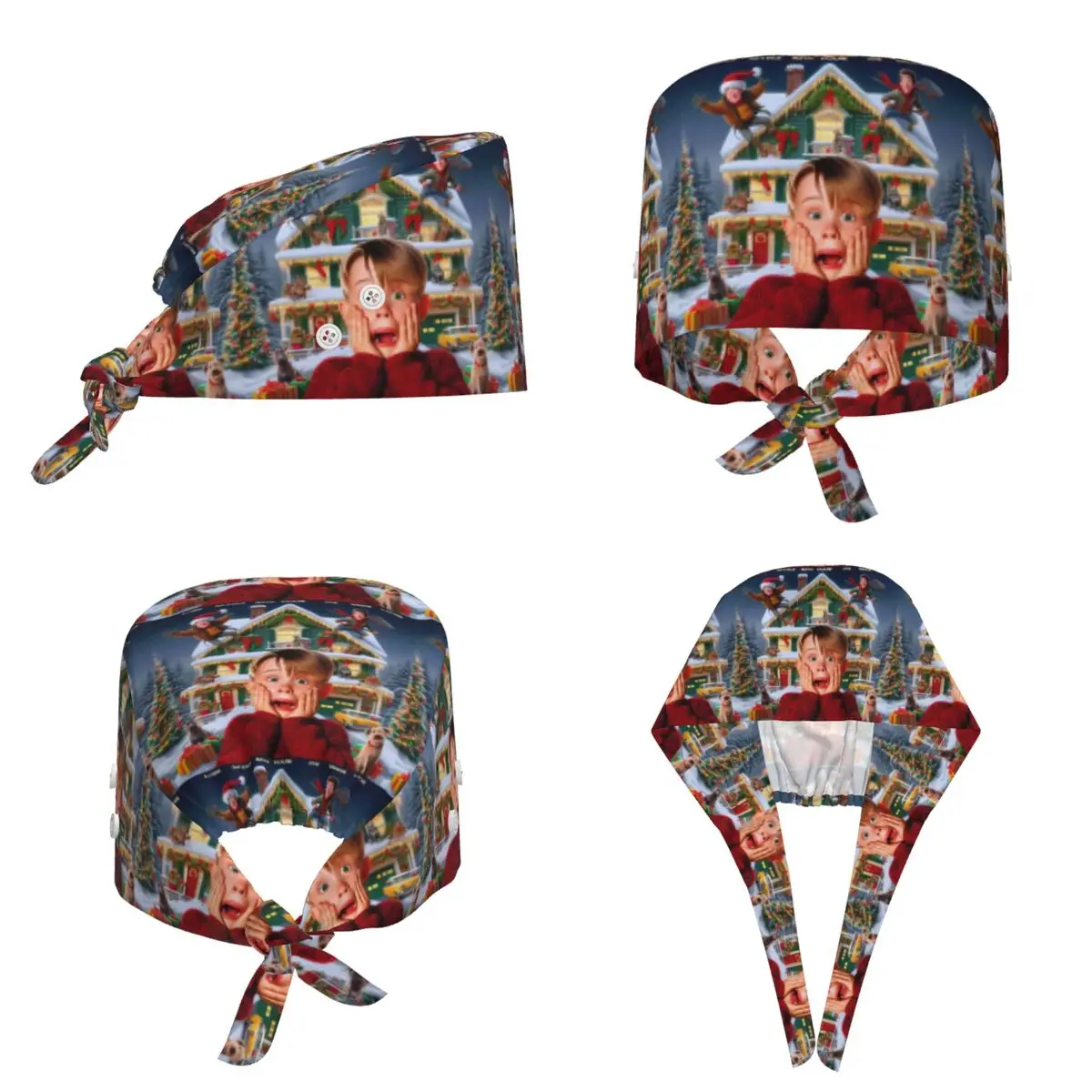 Home - Comedy Film Home Alone Funny Scrub Hat Doctor Working Surgical Cap Men Women Adjustable Nursing Caps for Dentist