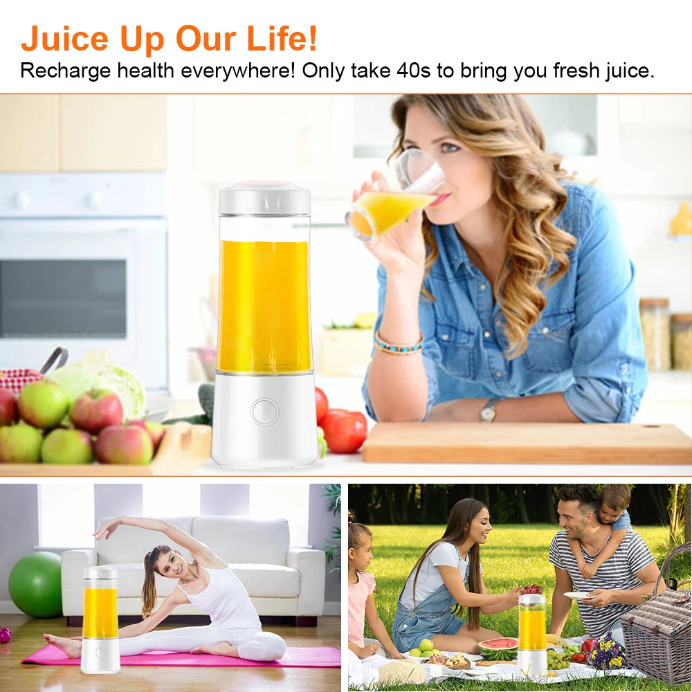 400ml Portable Wireless Blender Mini Fruit Juicer USB Rechargeable Electric Blender Multifunctional Juicer kitchen acceesories