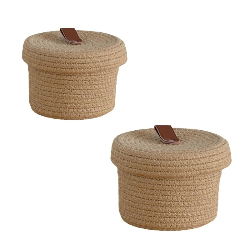 سلة تنظيم المكياج المنسوجة من القطن الرقيق للاستخدام في غرفة النوم أو الاستوديو